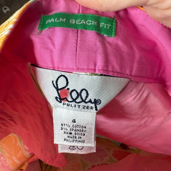 LILLY PULITZER VINTAGE Floral Gerber Daisy Palm Beach Fit Bermuda Shorts Size 4 - Picture 2 of 4
